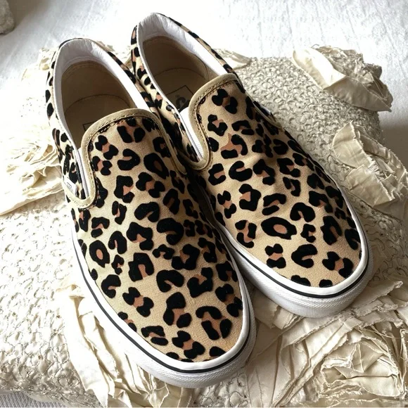 Vans Leopard Print Slip On Black Tan Casual Classic Slip On Shoes Size 9 - Picture 13 of 16